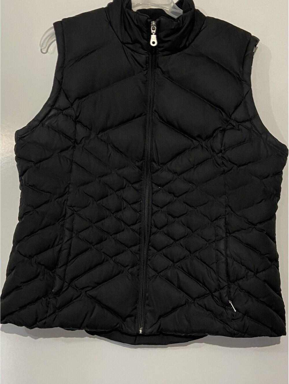 Womens EDDIE BAUER Black Goose Down Puffer Vest Sz L